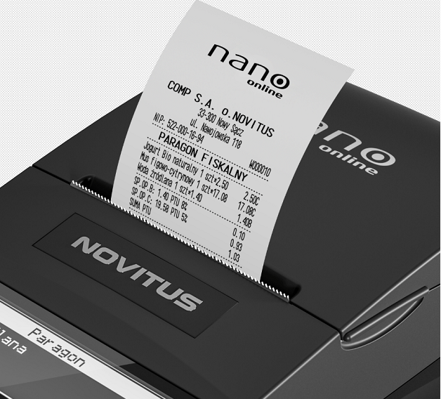 Paragon z logo firmy. Kasa fiskalna z Kalisza.